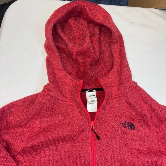 The North Face Red Heathered Fleece 1/4 Zip Hoodie Women's M - Picture 3 of 11